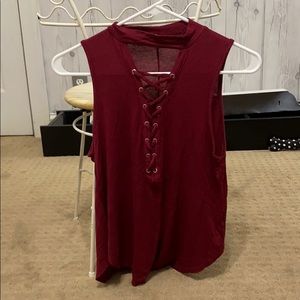 maroon tank top